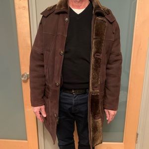 Paul Stewart Single Breasted Shearling Coat